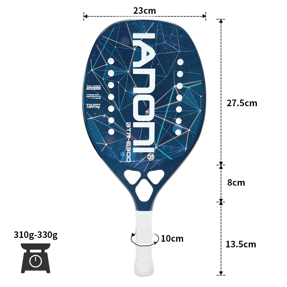 ianoni Beach Tennis Racket,Carbon Fiber Grit Face with EVA Memory Foam Core Beach Tennis Racket