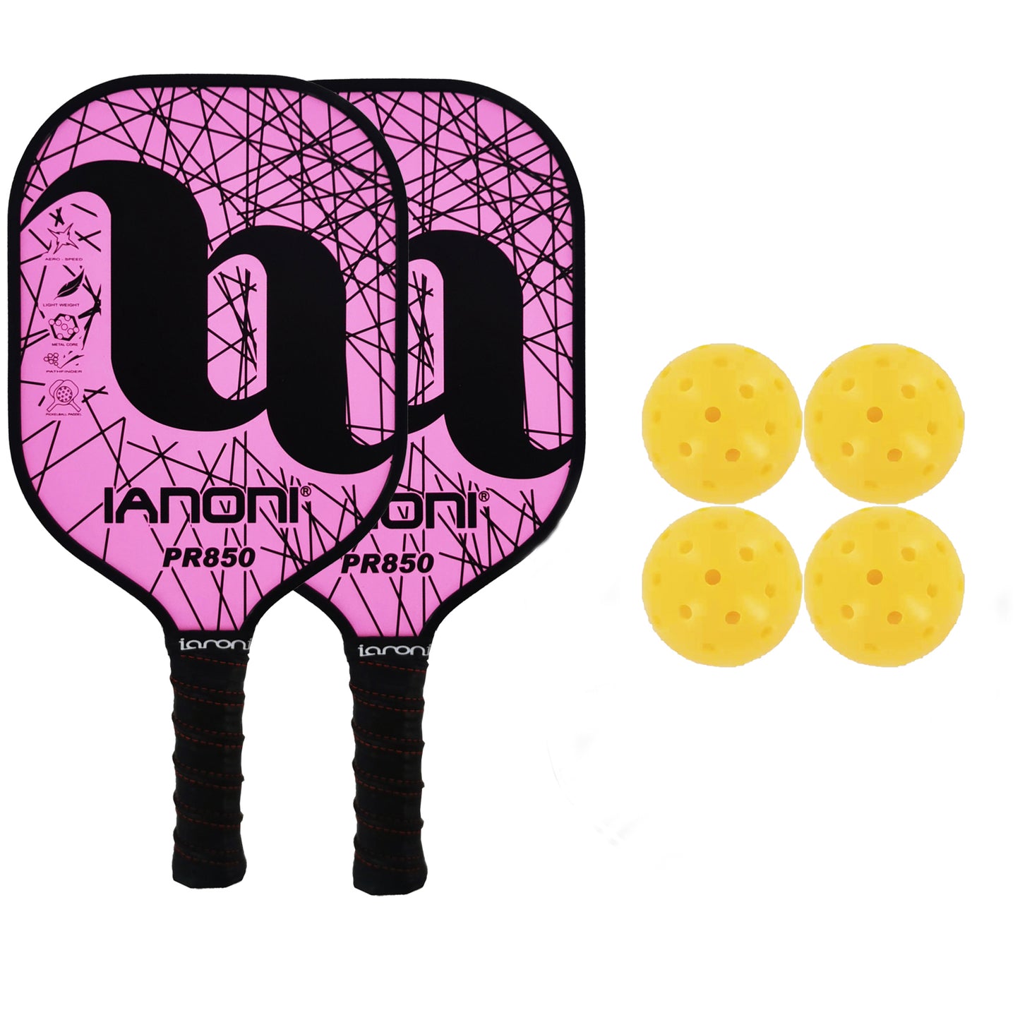 Pickleball Paddles Set of 2 Premium Lightweight Graphite Rackets Polyprapylene Honeycomb Core,2 Paddle Covers&4 outdoor pickleballs