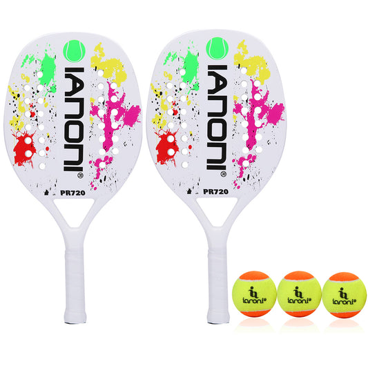 ianoni Beach Tennis Racket,Carbon Fiber Grit Face with EVA Memory Foam Core Beach Tennis Racket-2 rackets
