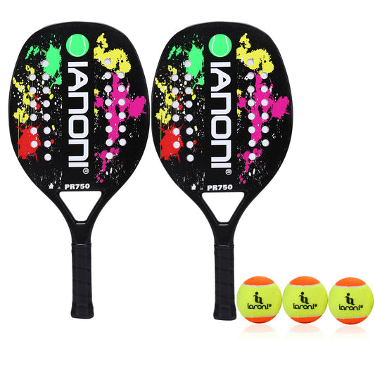 ianoni Beach Tennis Racket,Carbon Fiber Grit Face with EVA Memory Foam Core Beach Tennis Racket-2 rackets