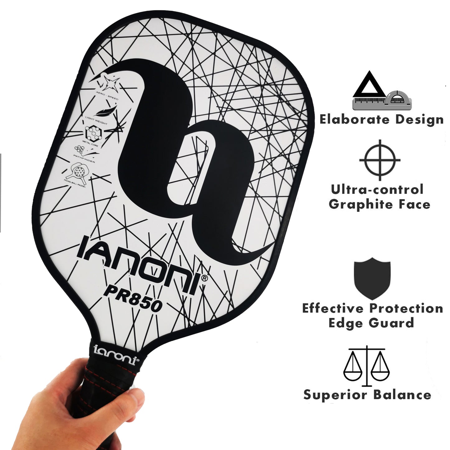 IANONI Pickleball Paddle Premium Lightweight Graphite Rackets Polyprapylene Honeycomb Core