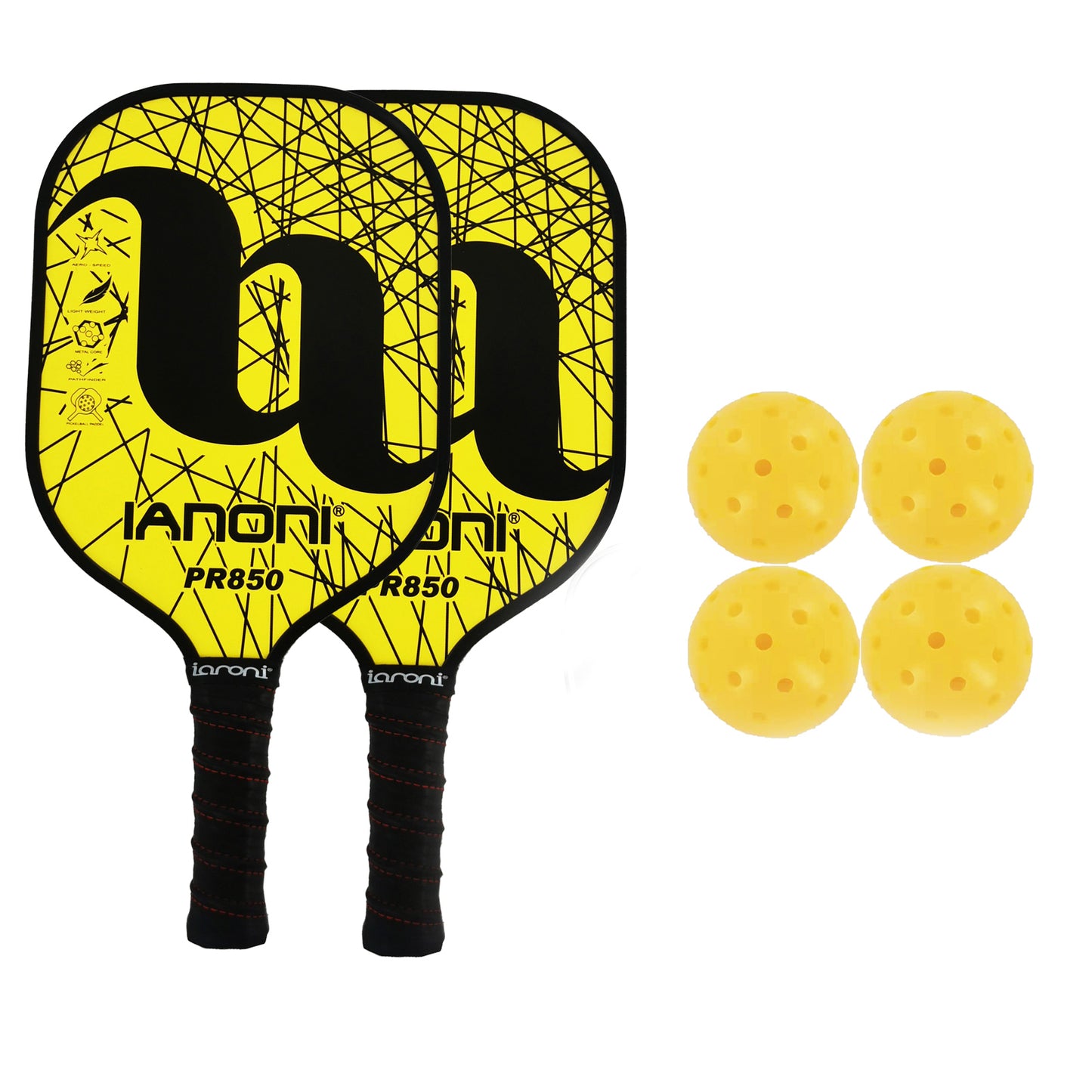 Pickleball Paddles Set of 2 Premium Lightweight Graphite Rackets Polyprapylene Honeycomb Core,2 Paddle Covers&4 outdoor pickleballs