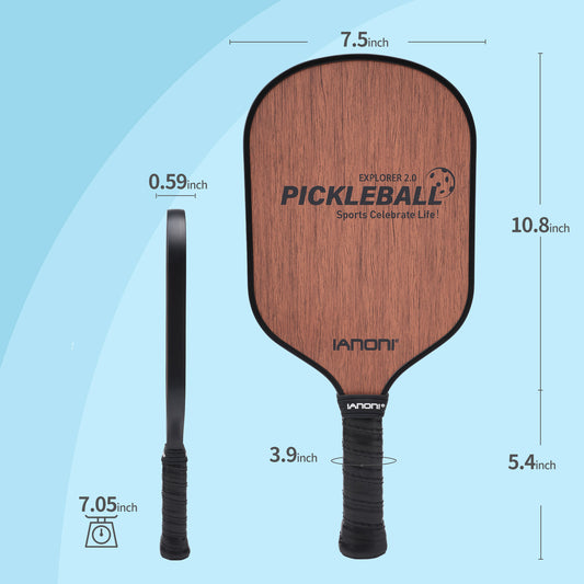 IANONI Pickleball Paddle - Carbon Abrasion Surface with High Grit & Spin, Sure-Grip Elongated Handle, Pickleball Paddle with Polypropylene Honeycomb Core