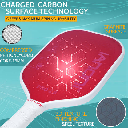 IANONI Optimum 3D Carbon Fiber Pickleball Paddles , Extreme Spin Technology for Increased Control,Graphite Pickleball Rackets with Large Sweet Spot or Head-Heavy Balance