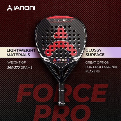 IANONI force pro 3K Carbon fiber -Glossy 360g 38mm paddle racket padel racquet