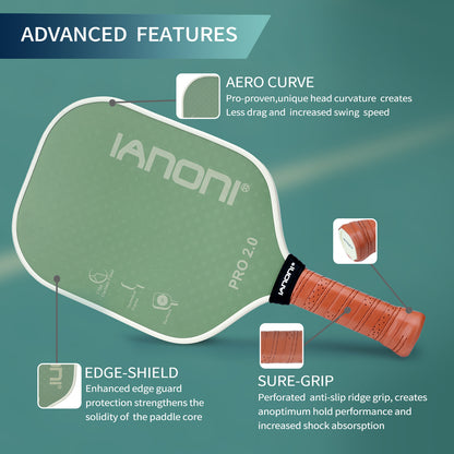 IANONI Optimum 3D Carbon Fiber Pickleball Paddles , Extreme Spin Technology for Increased Control,Graphite Pickleball Rackets with Large Sweet Spot or Head-Heavy Balance