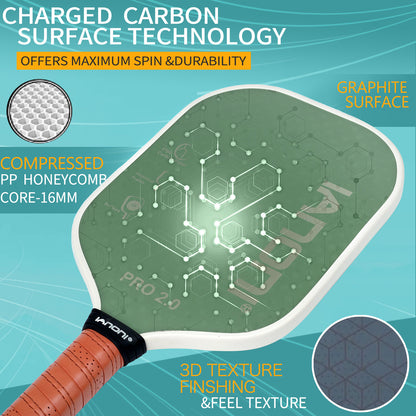 IANONI Optimum 3D Carbon Fiber Pickleball Paddles , Extreme Spin Technology for Increased Control,Graphite Pickleball Rackets with Large Sweet Spot or Head-Heavy Balance