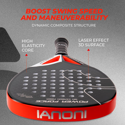 IANONI power force 12K laser effect 3d Surface high elasticity core padel racket