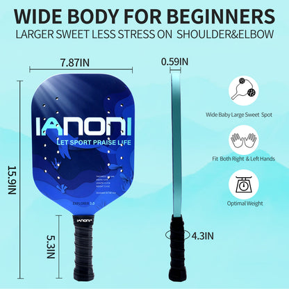 IANONIPickleball Concept Paddle | EVA Foam Core, RP2 Grit Coating, Edgeless Core Molding System Performance, High Grade Carbon Fiber | Spin, Control and Power
