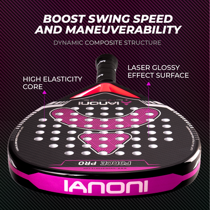 IANONI padel racket force pro 3K carbon fiber glossy 360g 38mm EVA core new design paddle racket