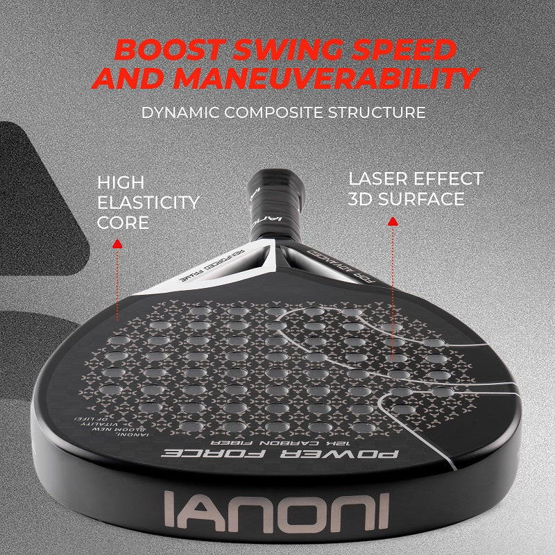 IANONI power force 12k carbon fiber face diamond shape laser effect 3d Surface high elasticity core padel racket