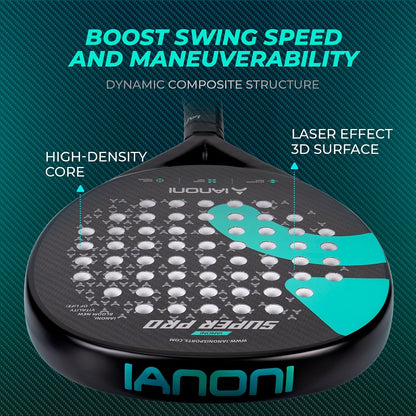 IANONI SUPER PRO 3K Carbon Fiber 3D Surface Paddle Tennis Racket