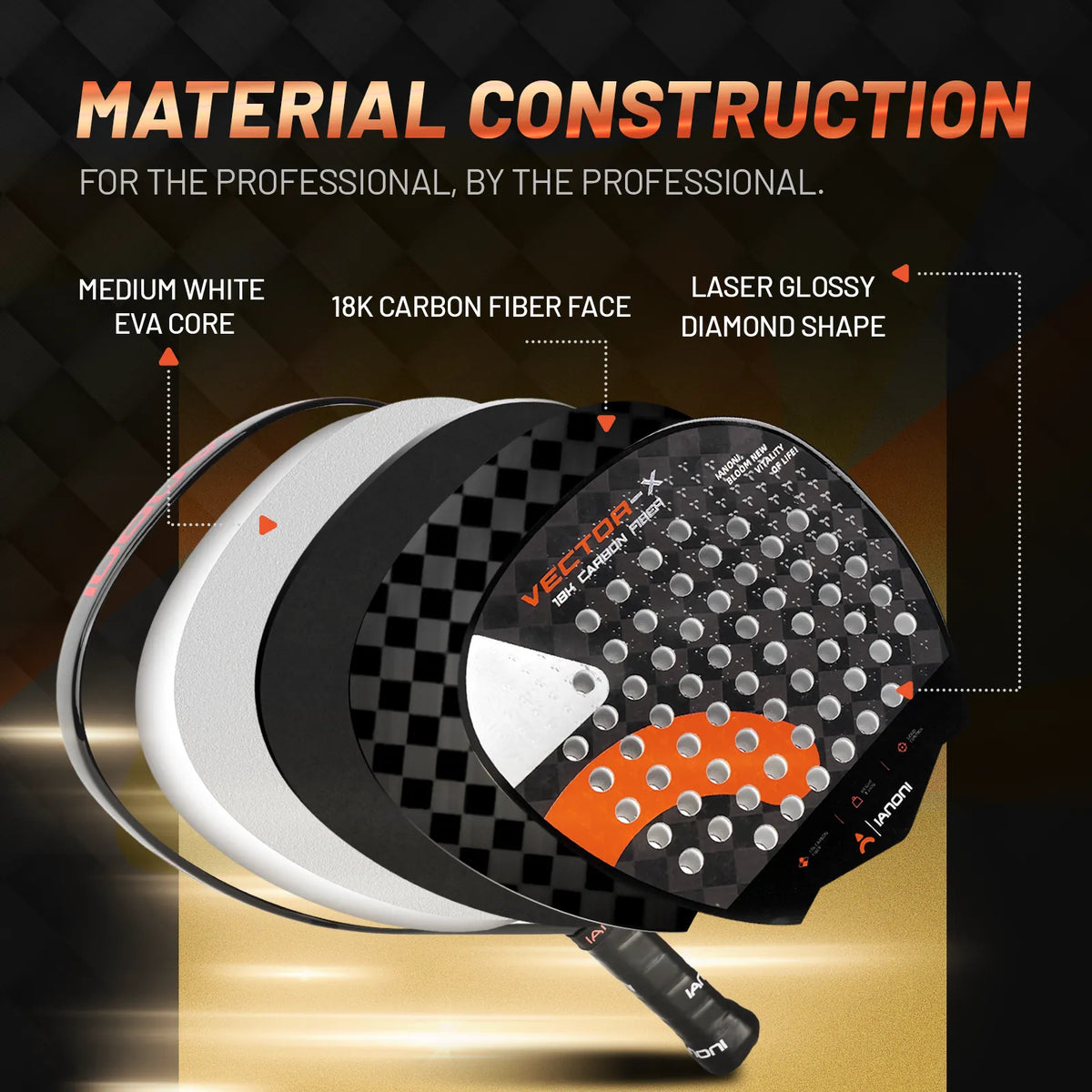 IANONI VECTOR-X Padel Racket – Orange