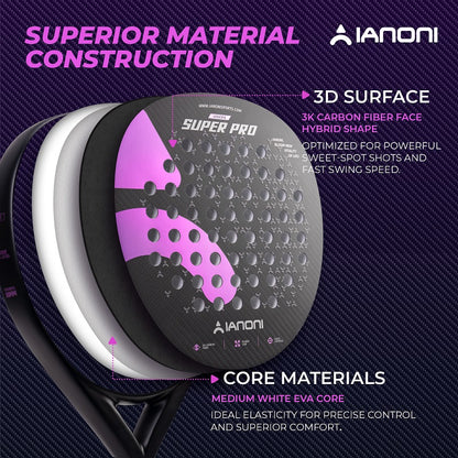 IANONI SUPER PRO 3K Carbon Fiber 3D Surface Padel Racket
