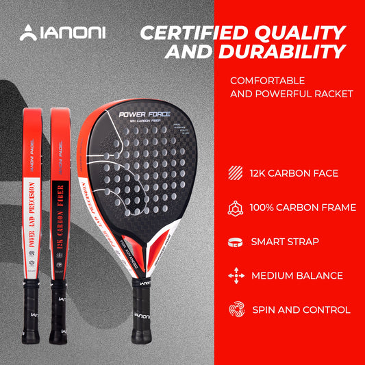 IANONI power force 12K laser effect 3d Surface high elasticity core padel racket