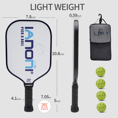 IANONI Pickleball Paddle - Carbon Abrasion Surface with High Grit & Spin, Pickleball Paddle with Polypropylene Honeycomb Core