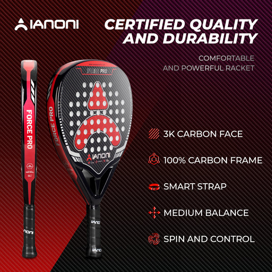 IANONI force pro 3K Carbon fiber -Glossy 360g 38mm paddle racket padel racquet