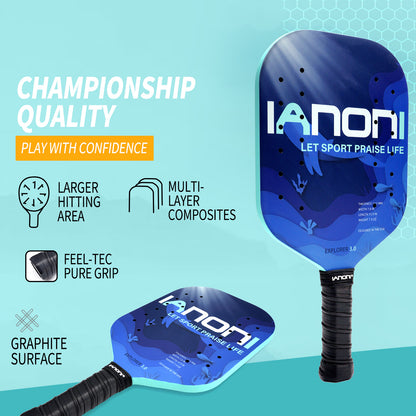IANONIPickleball Concept Paddle | EVA Foam Core, RP2 Grit Coating, Edgeless Core Molding System Performance, High Grade Carbon Fiber | Spin, Control and Power