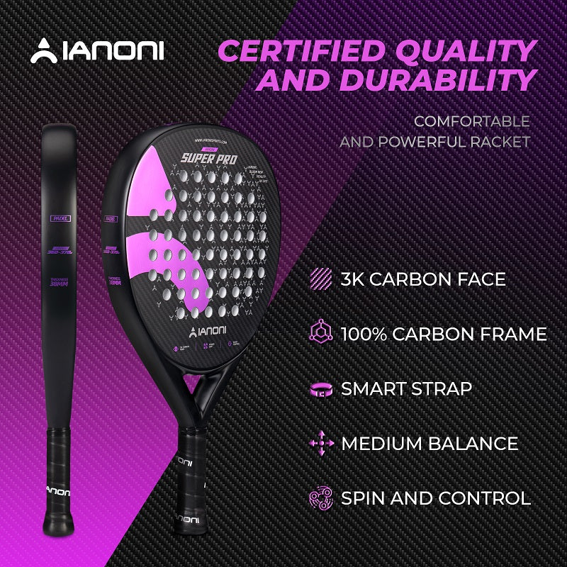 IANONI SUPER PRO 3K Carbon Fiber 3D Surface Padel Racket