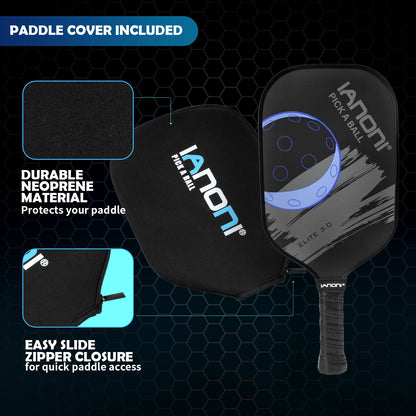 IANONI Pickleball Paddle - T700 Carbon Friction Textured Surface with High Grit&Spin and Agility, Pickleball Rackets with Highly Flexible and Fast Shot