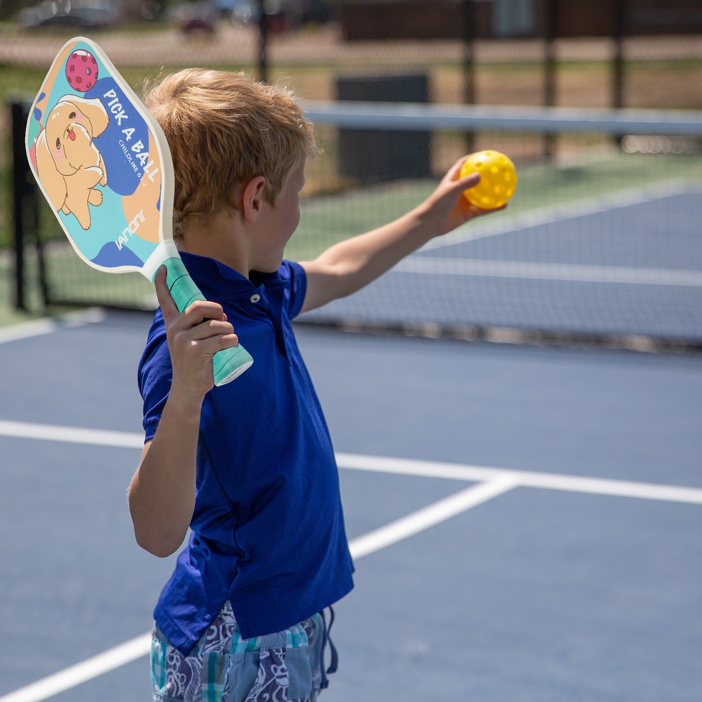IANONI Pickleball Paddle for Kids – Child Size Paddle for Children 12 and Under, Fiberglass Surface & Polypropylene Honeycomb Polymer Core | Premium Grip