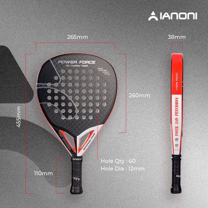 IANONI power force 12K laser effect 3d Surface high elasticity core padel racket