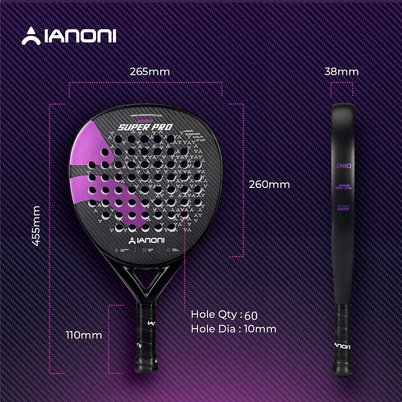 IANONI SUPER PRO 3K Carbon Fiber 3D Surface Padel Racket