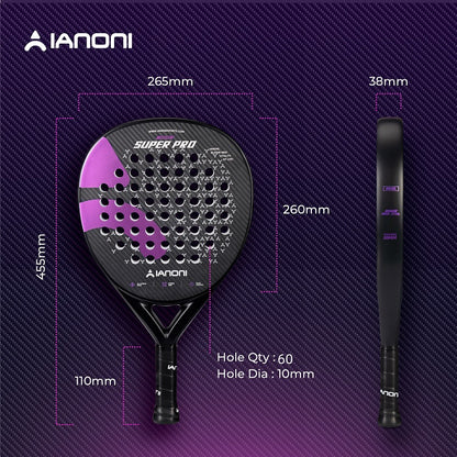 IANONI SUPER PRO 3K Carbon Fiber 3D Surface Padel Racket