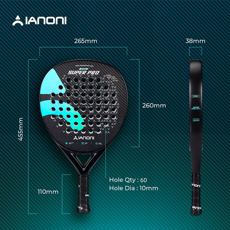 IANONI SUPER PRO 3K Carbon Fiber 3D Surface Paddle Tennis Racket