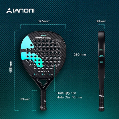 IANONI SUPER PRO 3K Carbon Fiber 3D Surface Paddle Tennis Racket