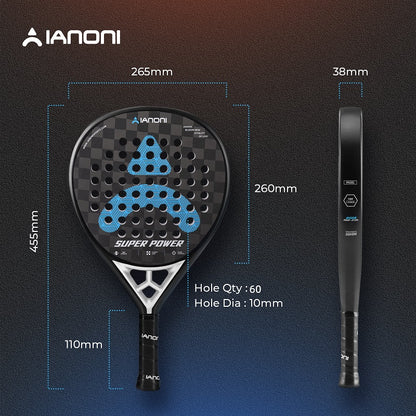 IANONI 18K carbon fiber rough surface SUPER POWER paddle tennis racket