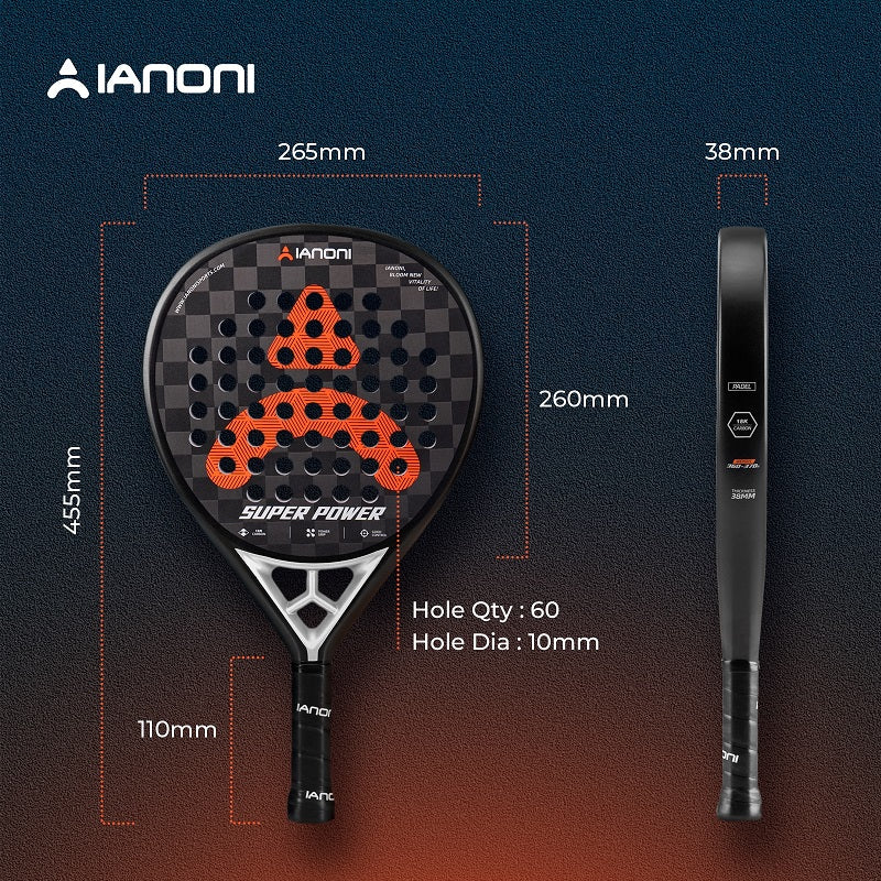IANONI 18K carbon fiber rough surface SUPER POWER padel racket