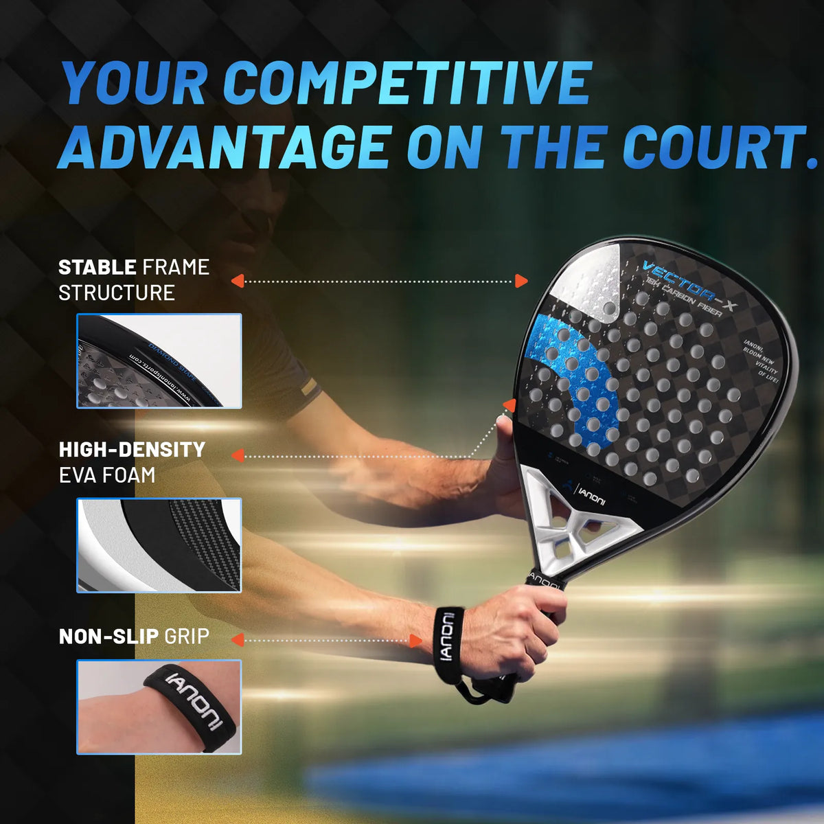 IANONI VECTOR-X Padel Racket – Royal Blue