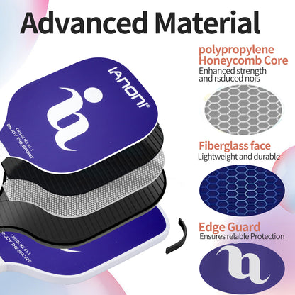 IANONI Pickleball Paddle for Kids – Child Size Paddle for Children 12 and Under, Fiberglass Surface & Polypropylene Honeycomb Polymer Core | Premium Grip