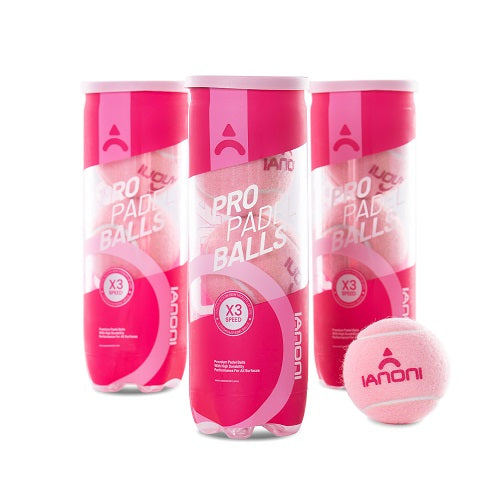 IANONI Padel Ball PRO Light Pink (High-performance) 45% Wool, pressurized can, 3 balls
