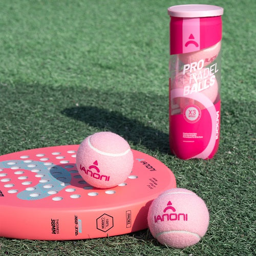 IANONI Padel Ball PRO Light Pink (High-performance) 45% Wool, pressurized can, 3 balls