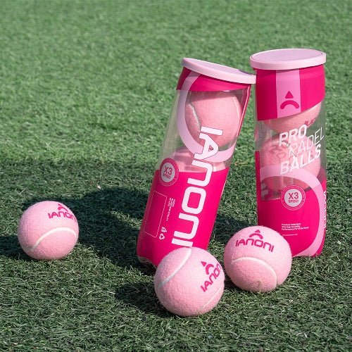 IANONI Padel Ball PRO Light Pink (High-performance) 45% Wool, pressurized can, 3 balls
