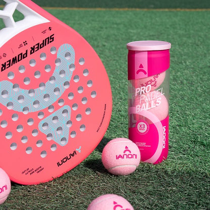 IANONI Padel Ball PRO Light Pink (High-performance) 45% Wool, pressurized can, 3 balls