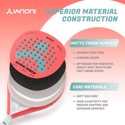 IANONI SUPER POWER Watermelon Red Carbon fiber Padel Racket