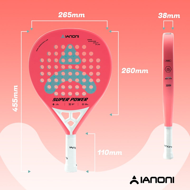 IANONI SUPER POWER Watermelon Red Carbon fiber Padel Racket