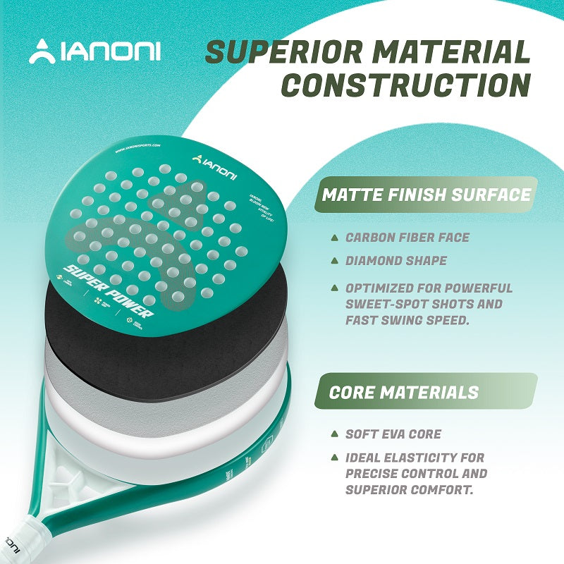 IANONI SUPER POWER Green Carbon fiber Paddle Tennis Racket