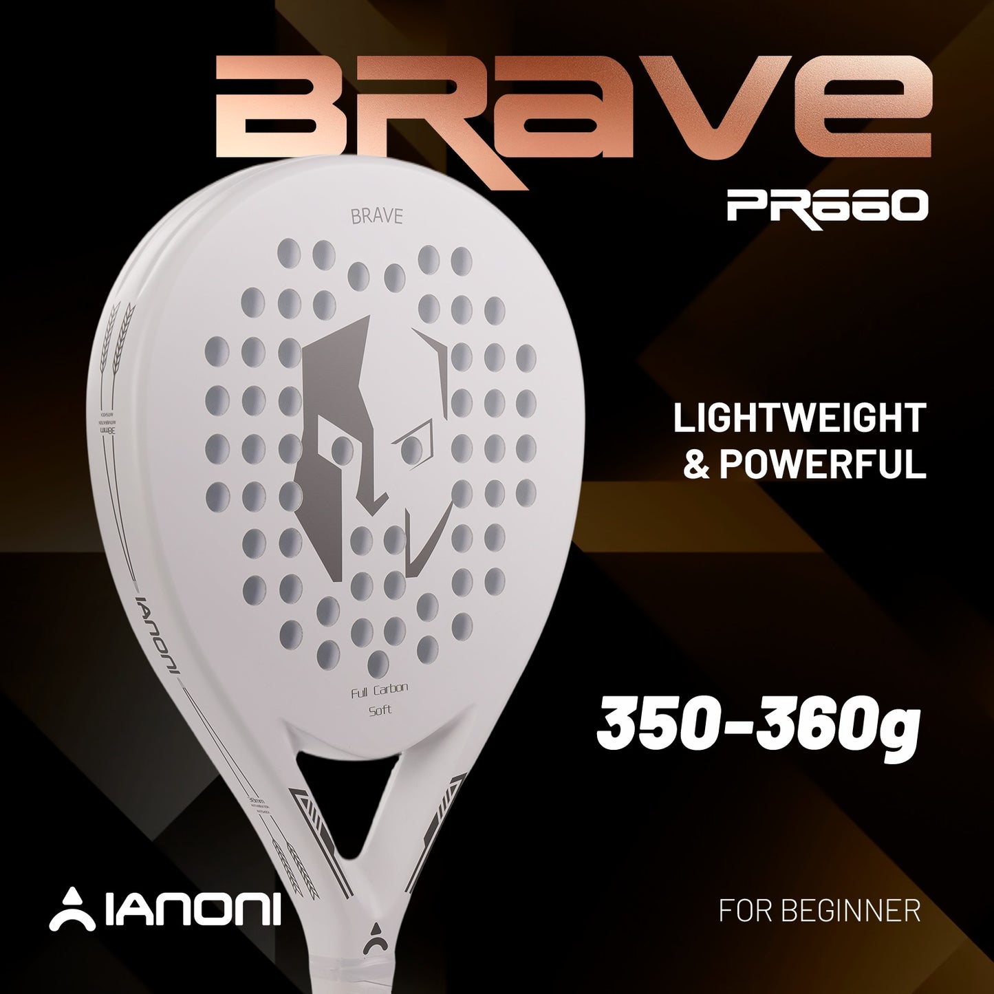 IANONI PR660 White Carbon Fiber Padel Racket