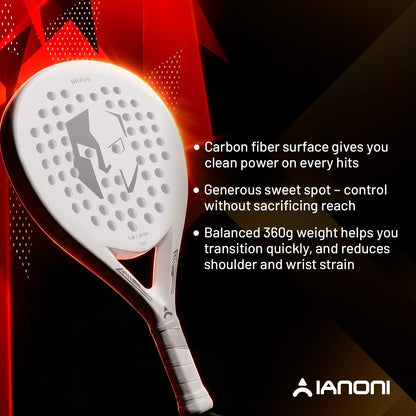 IANONI PR660 White Carbon Fiber Padel Racket