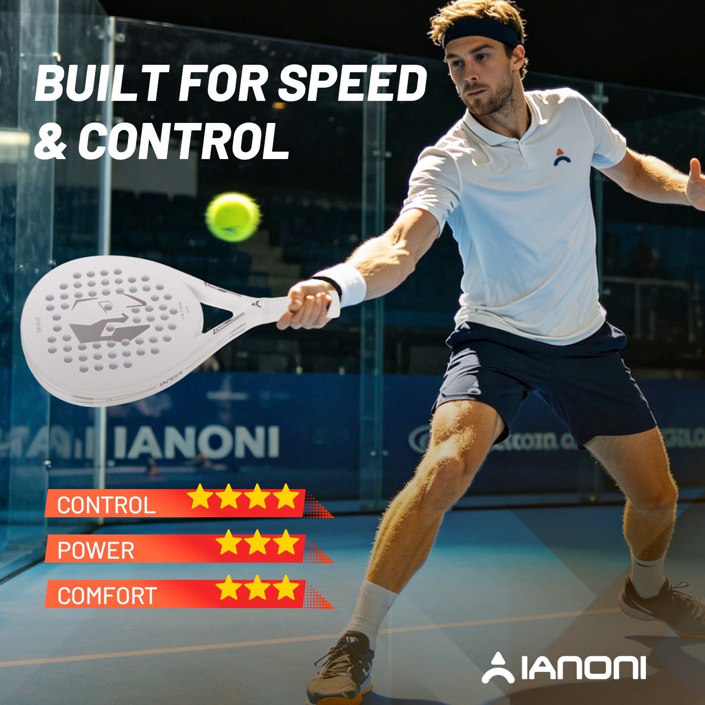 IANONI PR660 White Carbon Fiber Padel Racket