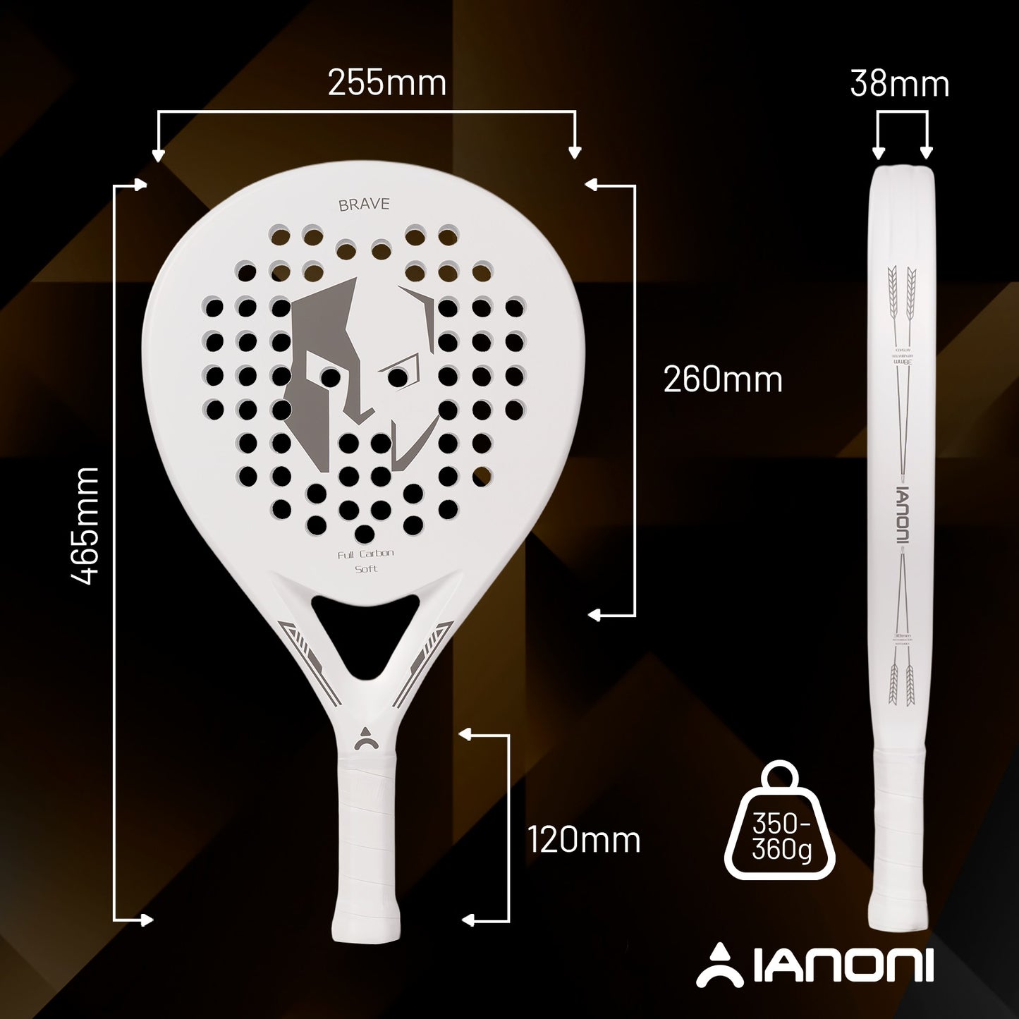 IANONI PR660 White Carbon Fiber Padel Racket