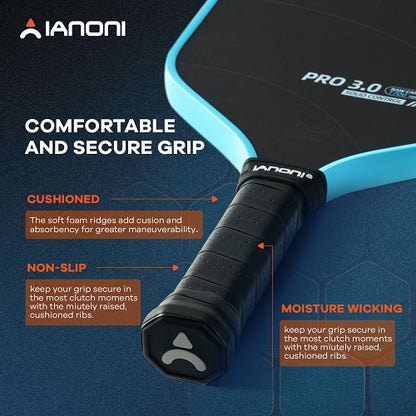 IANONI Pro 3.0 Pickleball Paddle blue T700 Raw carbon PP honeycomb
