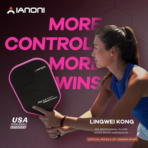IANONI Pro 3.0 Pickleball Paddle Pink T700 Raw Carbon PP Honeycomb