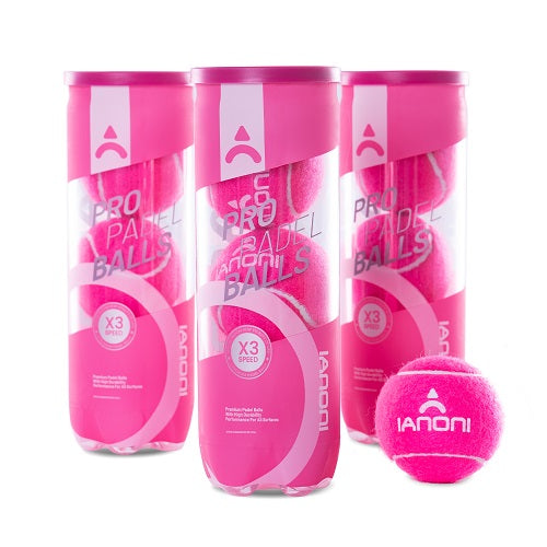 IANONI Padel Ball PRO Rose Red (High-performance) 45% Wool, pressurized can, 3 balls