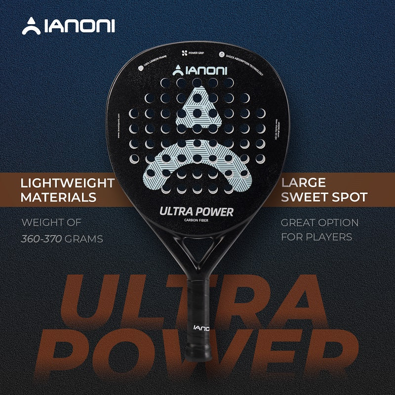 IANONI ULTRA POWER Black Carbon Fibe Rough Surface Paddle Tennis Racket
