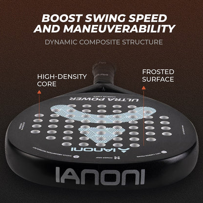 IANONI ULTRA POWER Black Carbon Fibe Rough Surface Paddle Tennis Racket